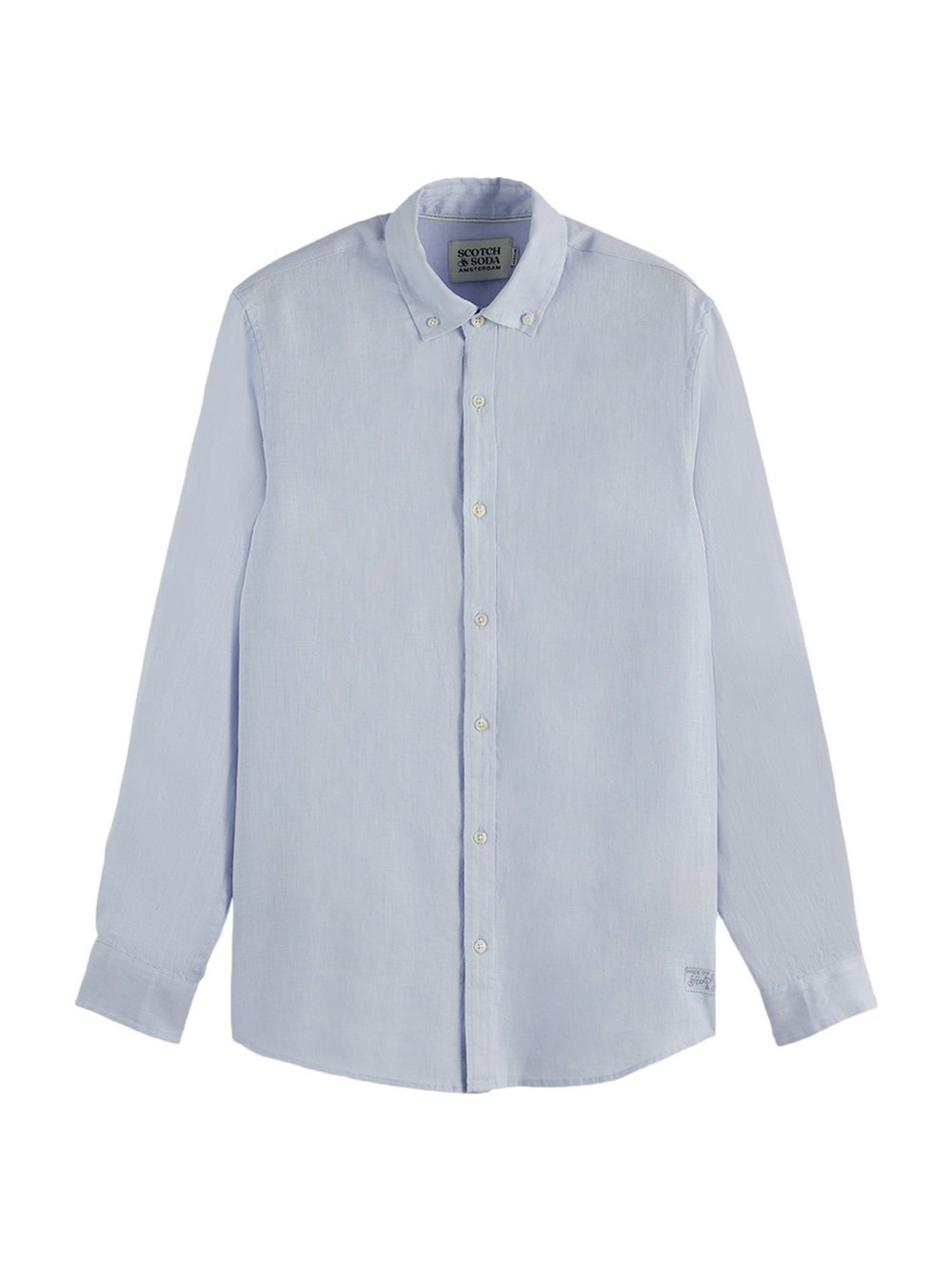 Scotch & Soda Hemd Herren Regular Fit Leinen blau, L