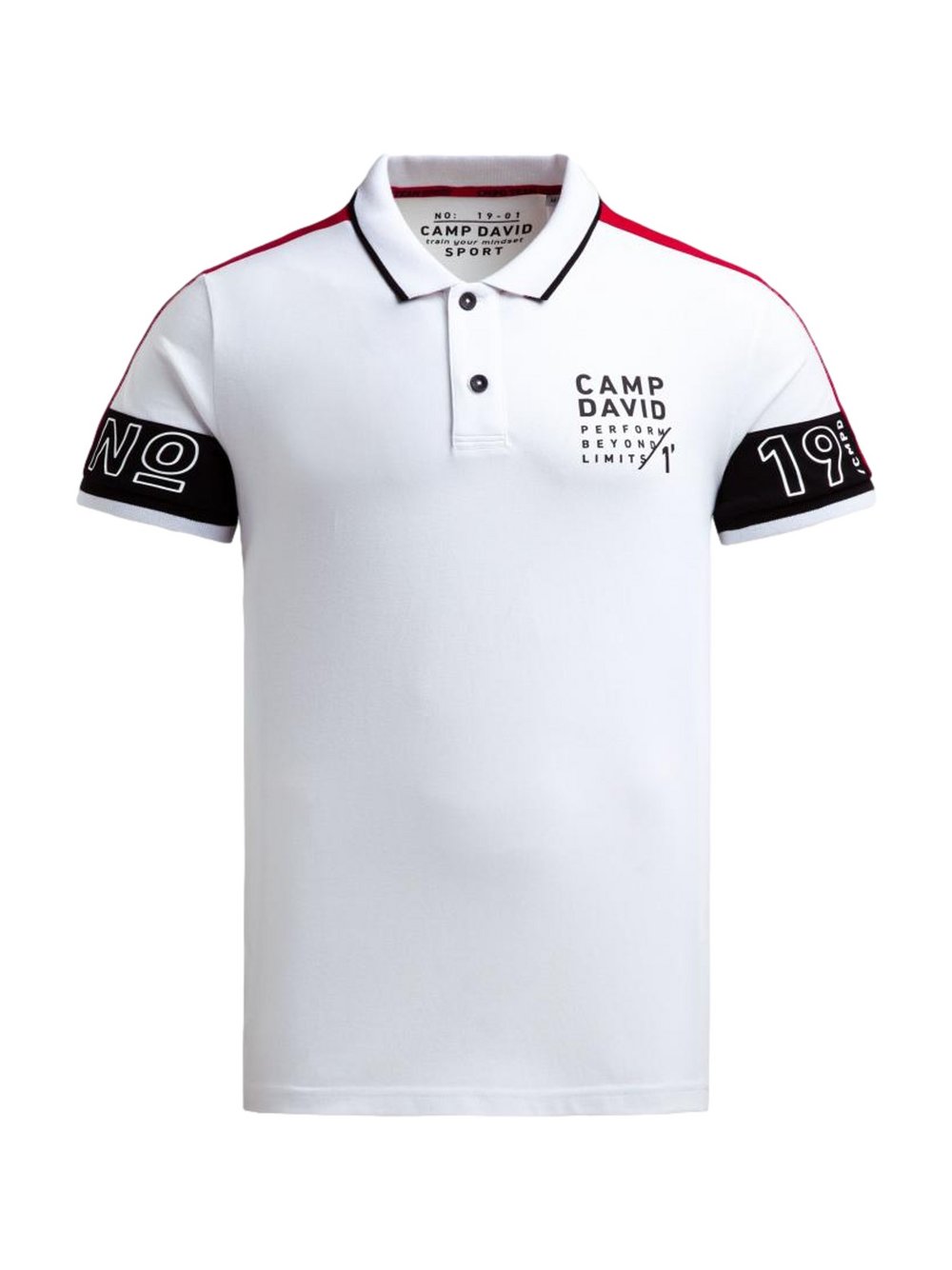 Camp David Poloshirt Herren Baumwolle weiß bedruckt, M