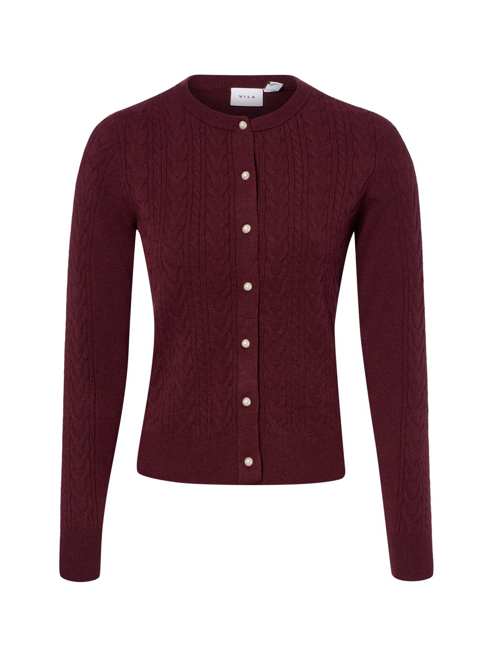 VAN GRAAF Vila Damen Bordeaux Strickjacke Feinstrick Rot, Groß