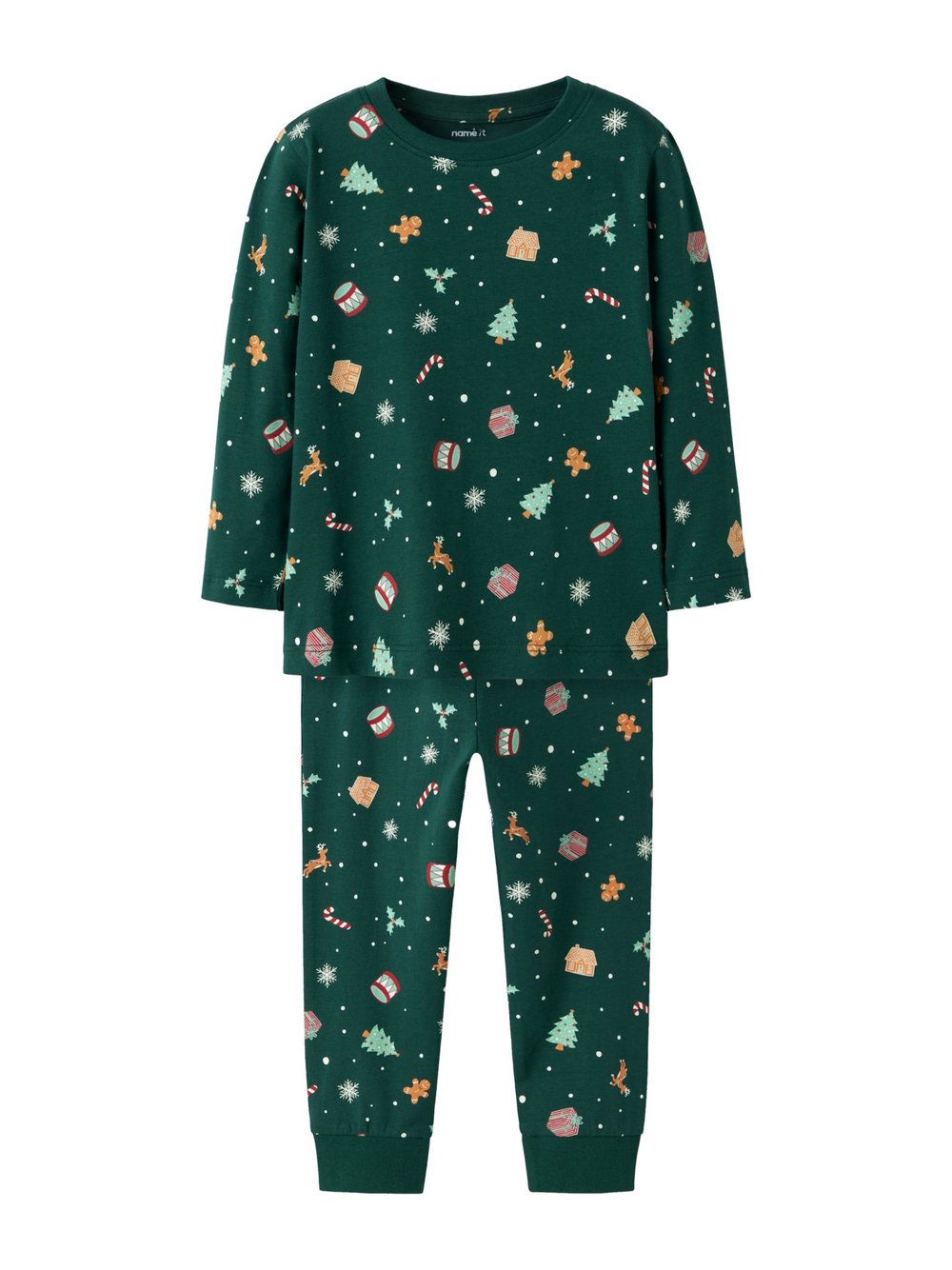 name it Pyjama Jungen Baumwolle grün gepunktet, 122