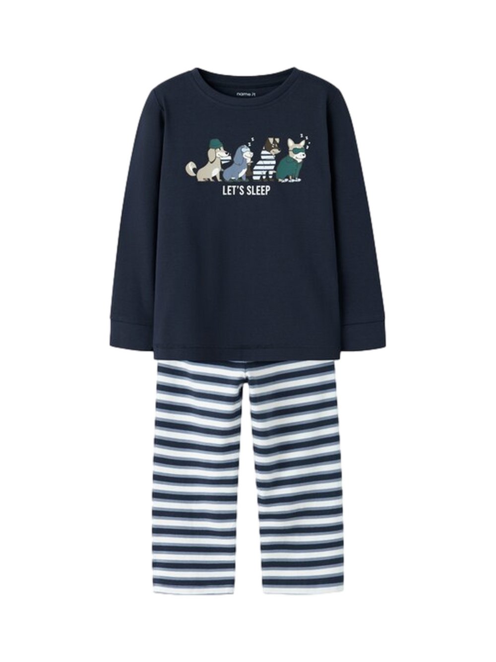 name it Pyjama Jungen Baumwolle blau gestreift, 104
