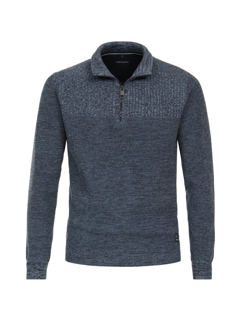 CASAMODA Strickpullover Herren Baumwolle blau meliert, XXL