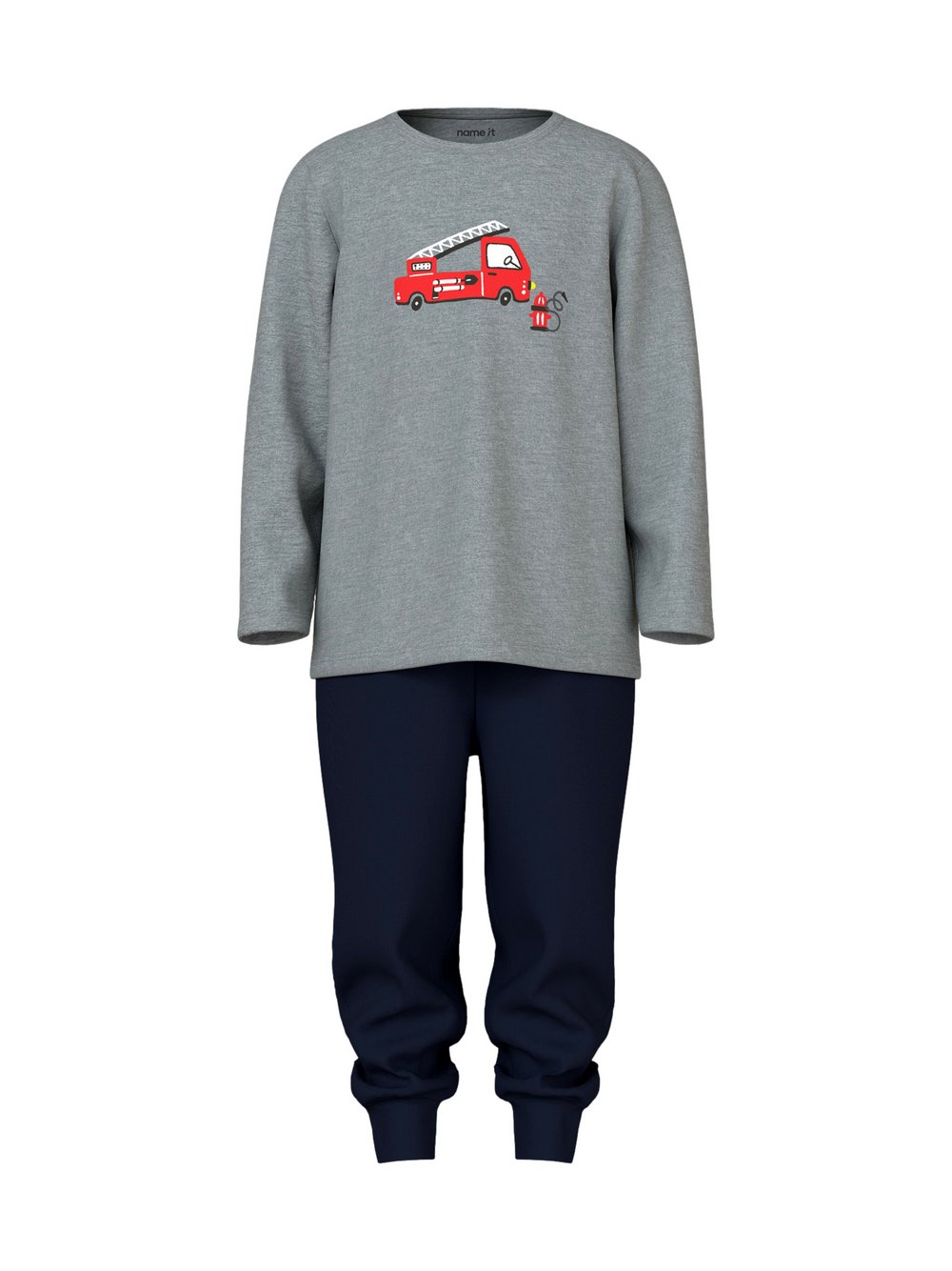name it Pyjama Jungen Baumwolle grau bedruckt, 86