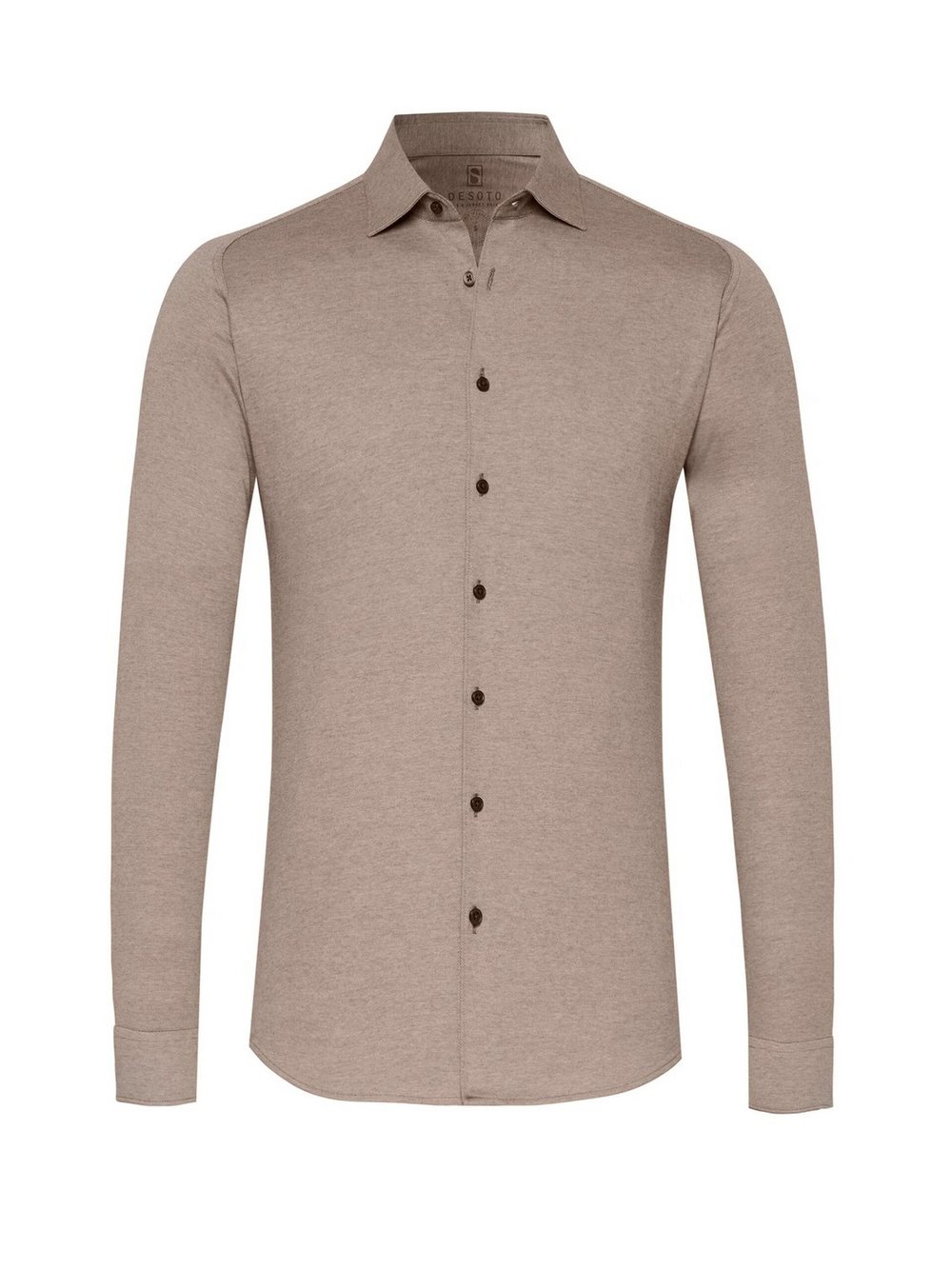 Thumbnail - DESOTO Jerseyhemd Herren Slim Fit Baumwolle braun meliert, XXL