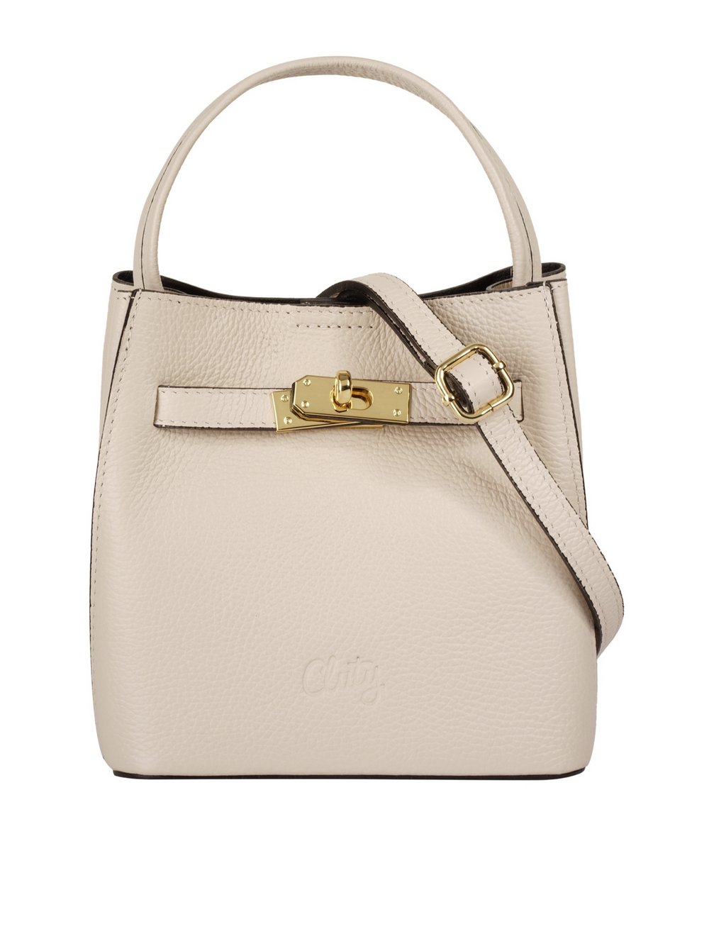 Cluty Umhängetasche Damen Leder beige, ONE SIZE