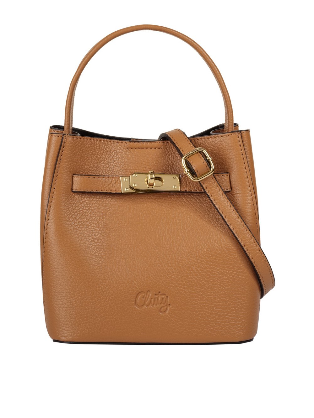 Cluty Umhängetasche Damen Leder braun, ONE SIZE