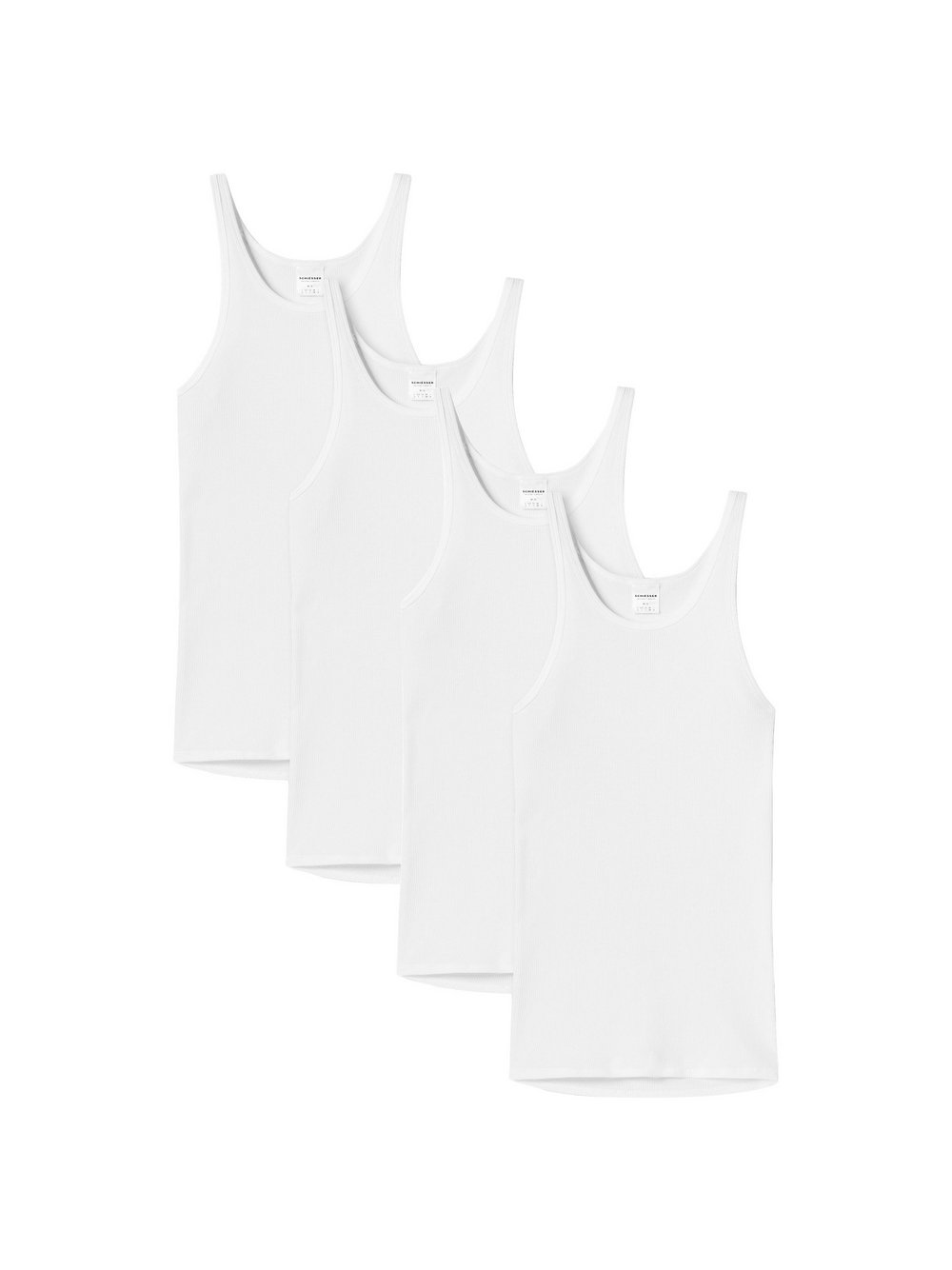 Schiesser Unterhemd 4er Pack Herren Baumwolle weiß, XXL