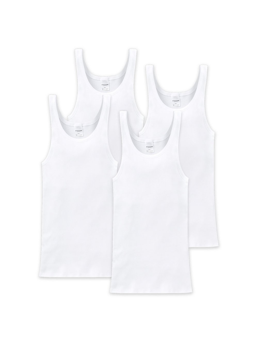 Schiesser Unterhemd 4er Pack Herren Baumwolle weiß, XL