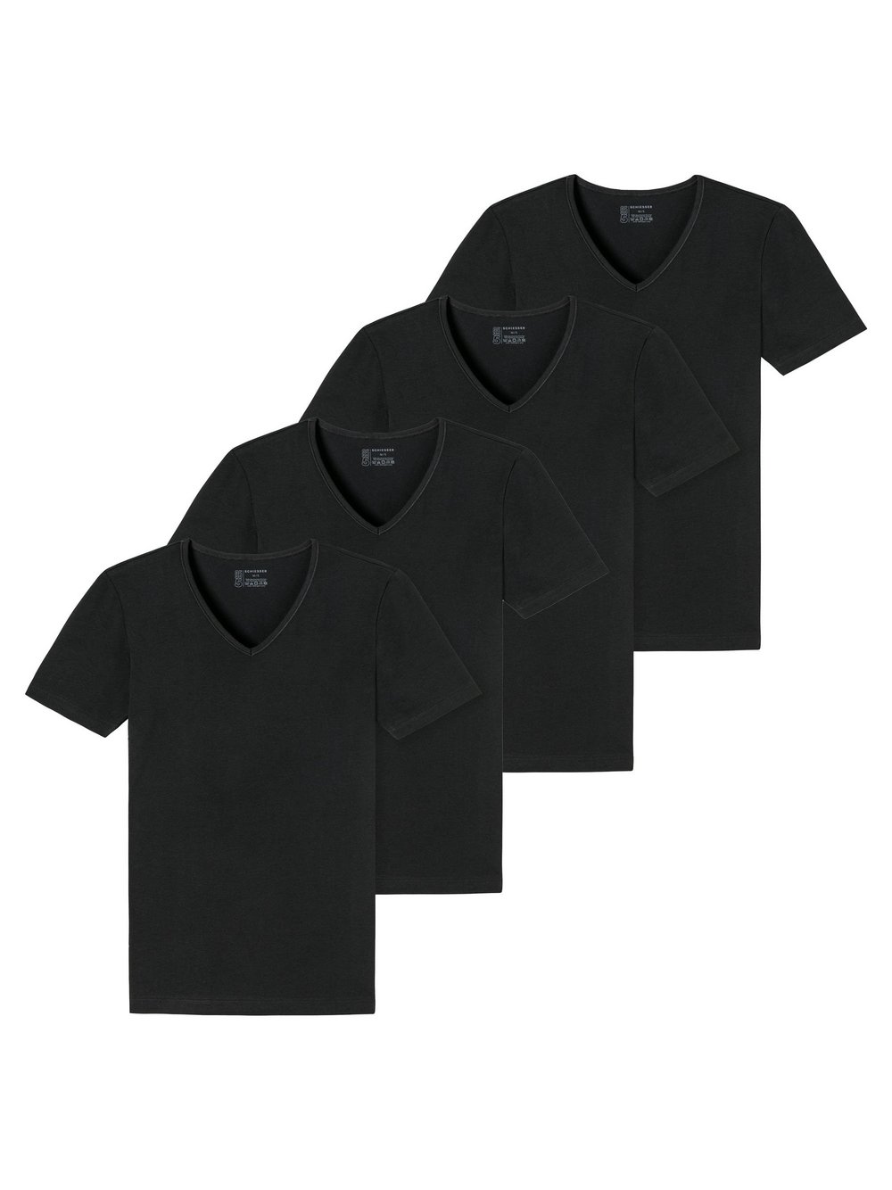 Schiesser T-Shirt 4er Pack Herren Baumwolle schwarz, 4XL