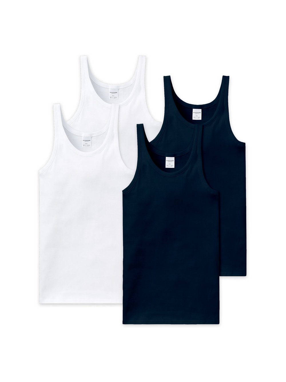 Schiesser Unterhemd 4er Pack Herren Baumwolle mehrfarbig, XL