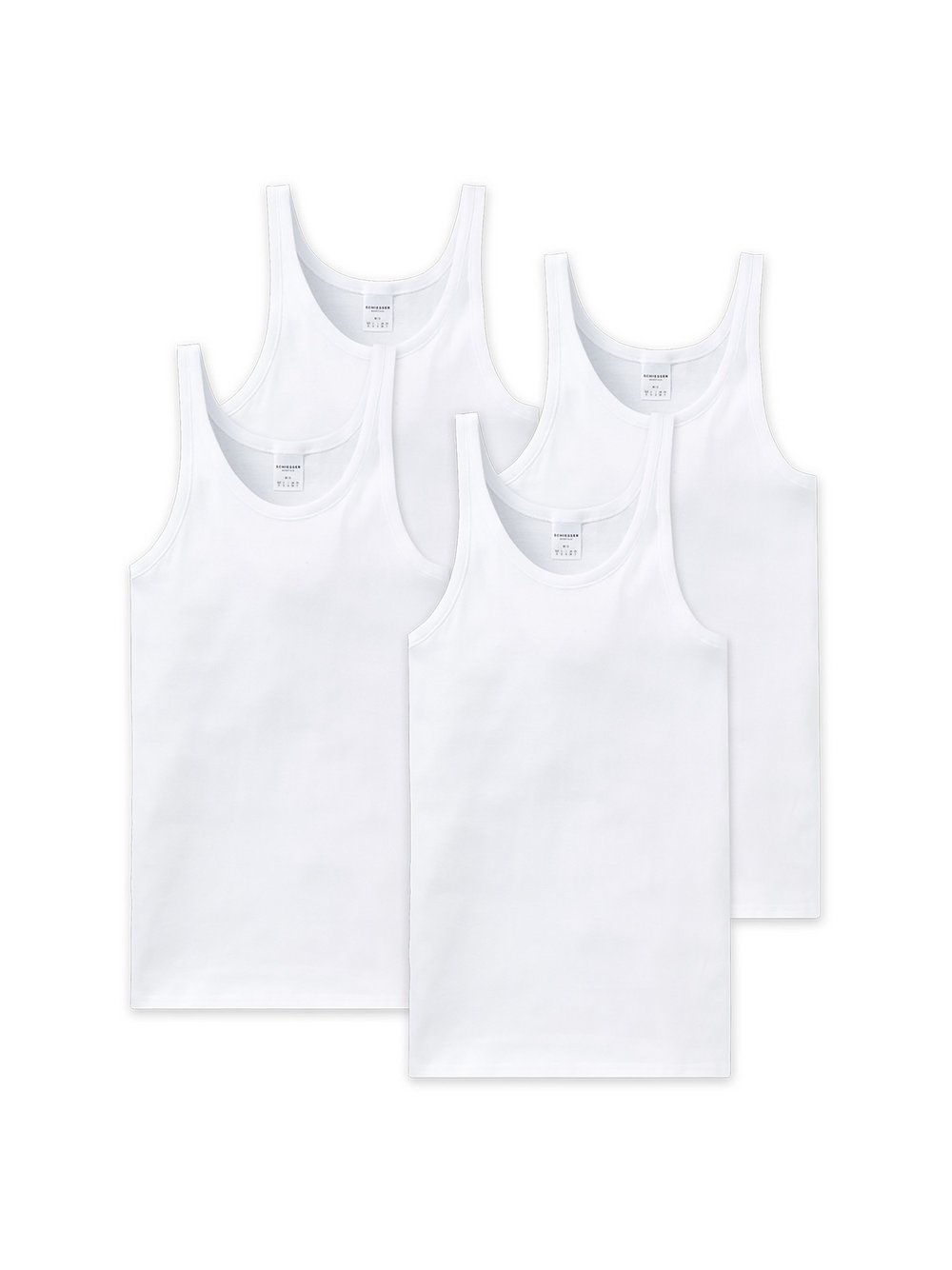 Schiesser Unterhemd 4er Pack Herren Baumwolle weiß, L