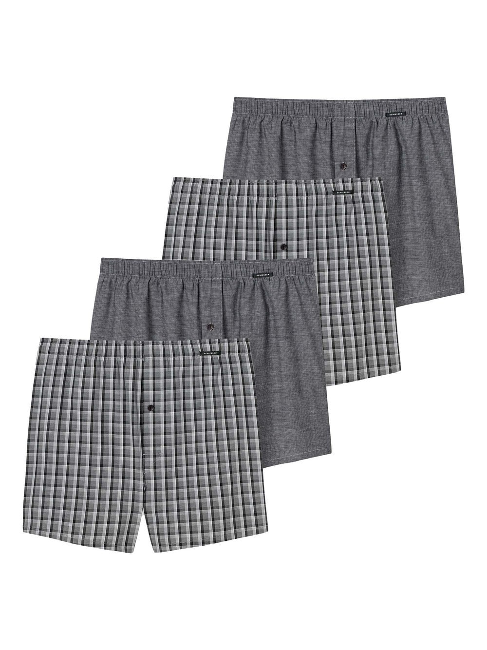 Schiesser Web-Boxershorts 4er Pack Herren Baumwolle grau gemustert, S