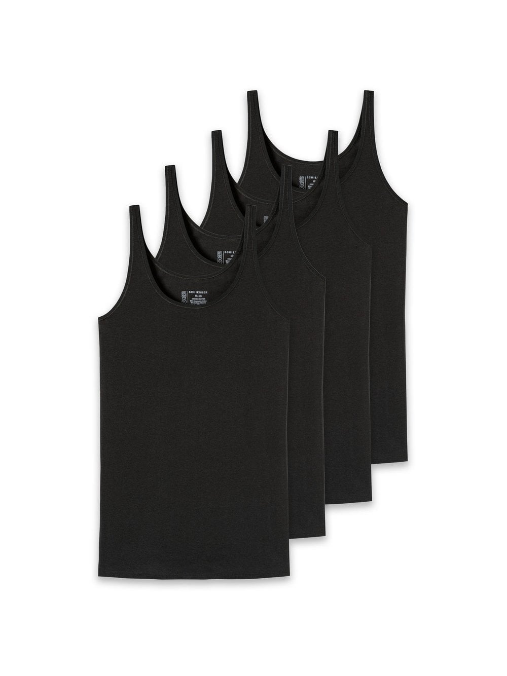 Schiesser T-Shirt 4er Pack Damen Baumwolle schwarz, XXXL