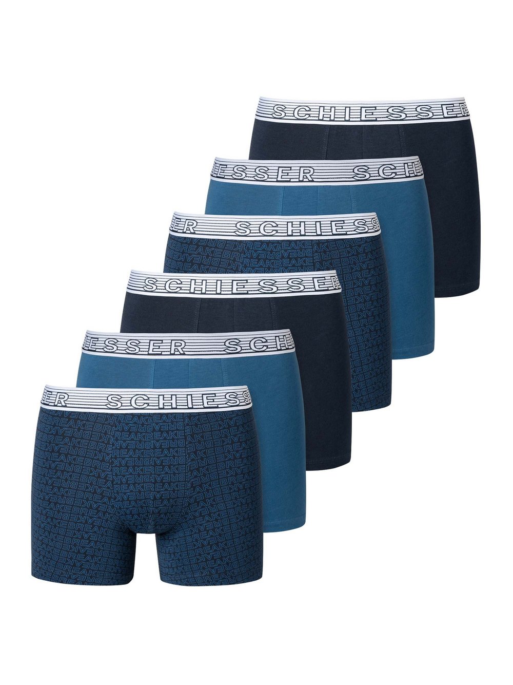 Schiesser Boxershort 6er Pack Jungen Baumwolle blau, 140