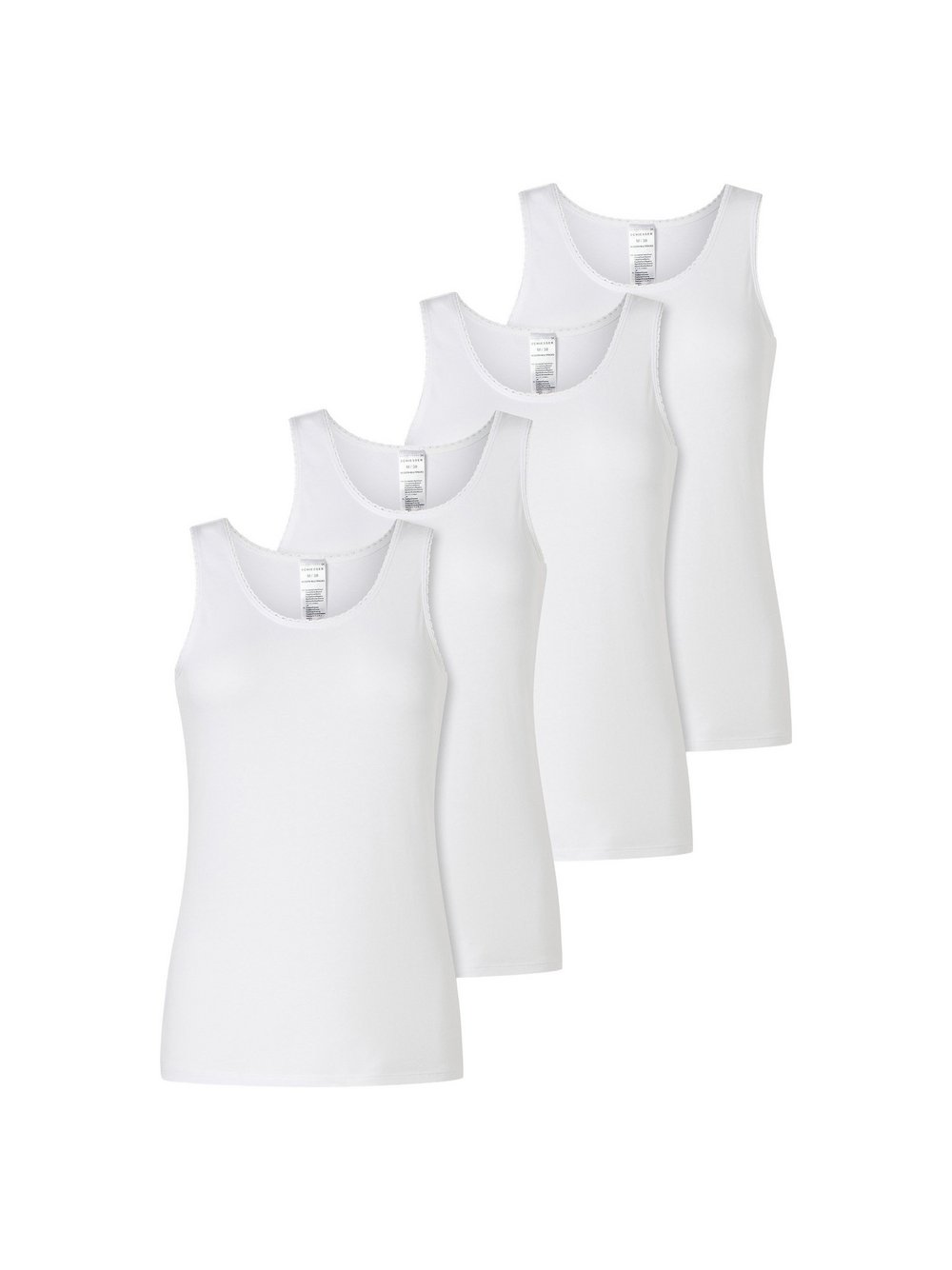 Thumbnail - Schiesser Unterhemd 4er Pack Damen Baumwolle weiß, S