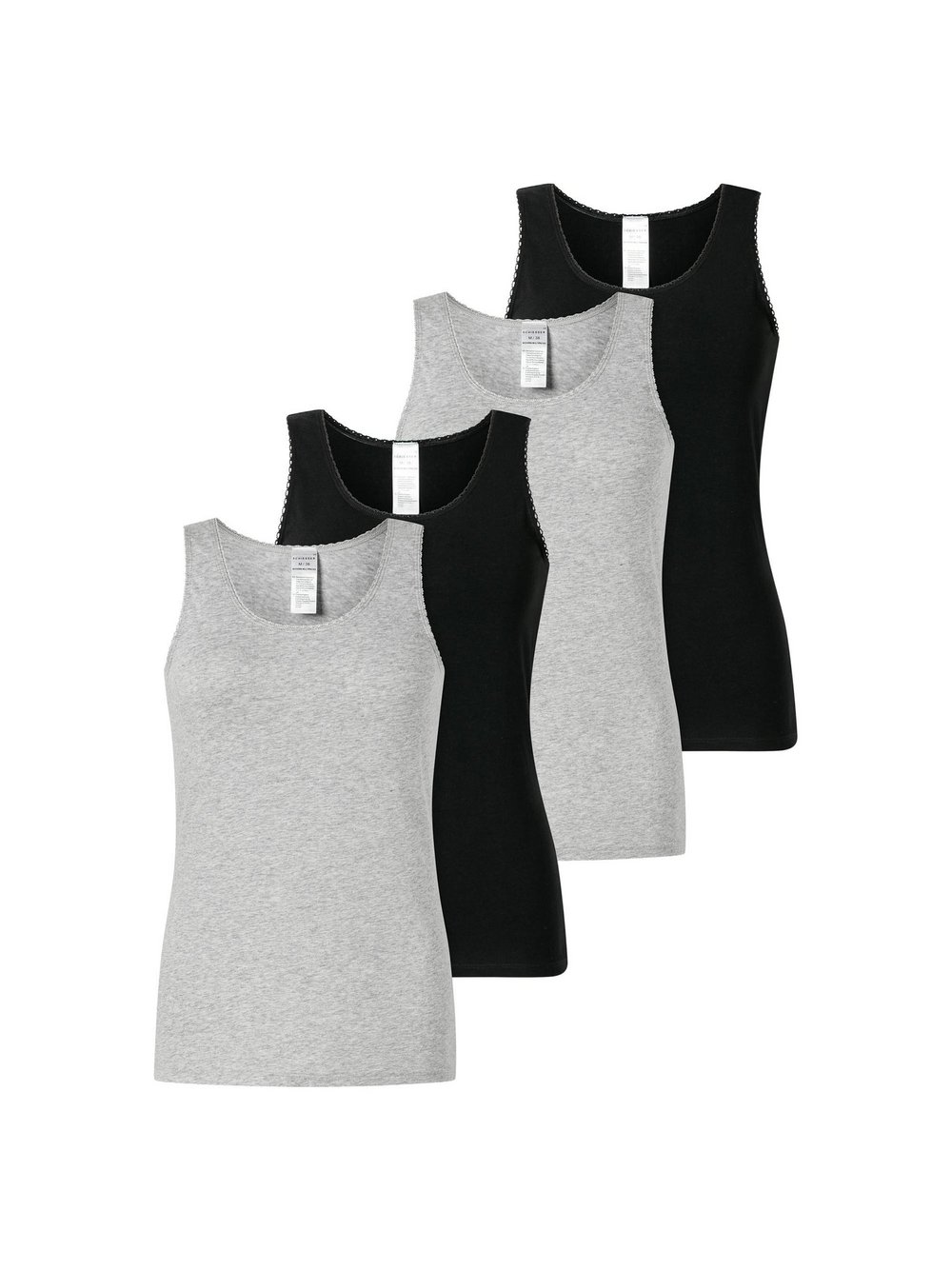 Schiesser Unterhemd 4er Pack Damen Baumwolle mehrfarbig, S