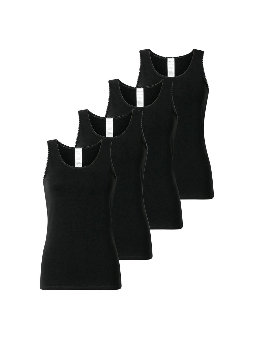 Thumbnail - Schiesser Unterhemd 4er Pack Damen Baumwolle schwarz, S