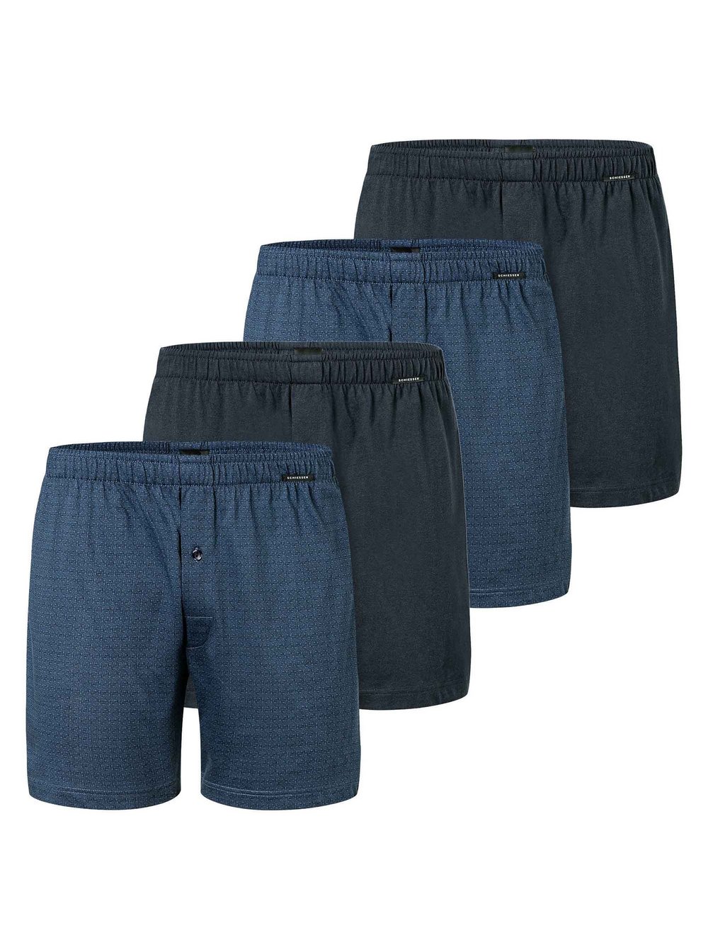 Schiesser Boxershort 4er Pack Herren Baumwolle blau, 4XL