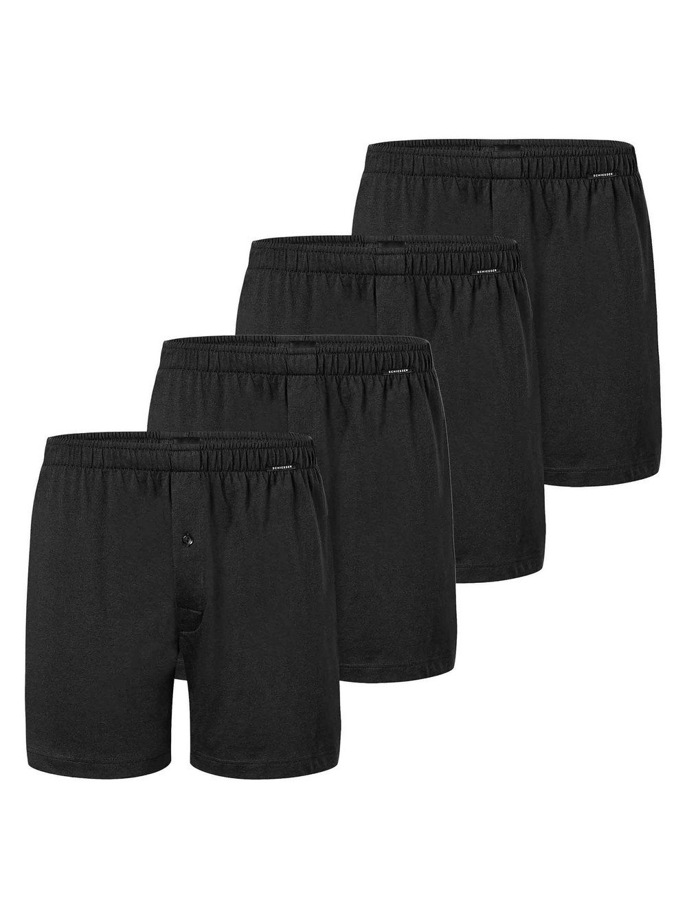 Schiesser Boxershort 4er Pack Herren Baumwolle schwarz, S