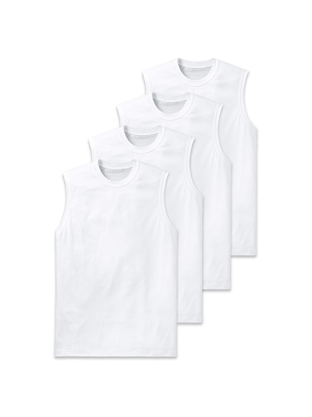 Schiesser Unterhemd 4er Pack Herren Baumwolle weiß, M