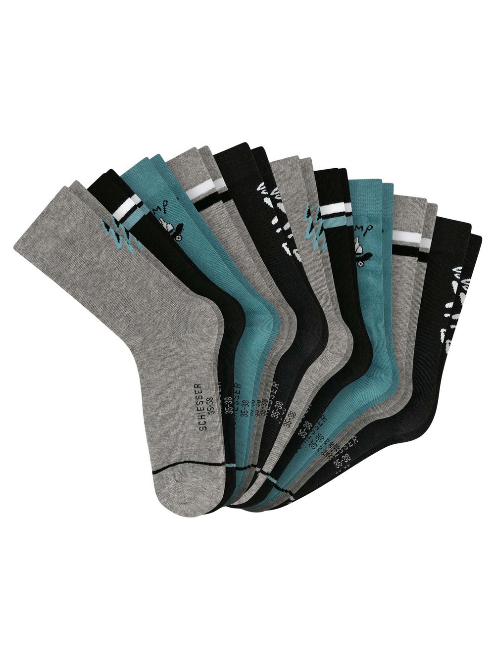 Schiesser Socken 10er Pack Jungen Baumwolle grau, 31-34