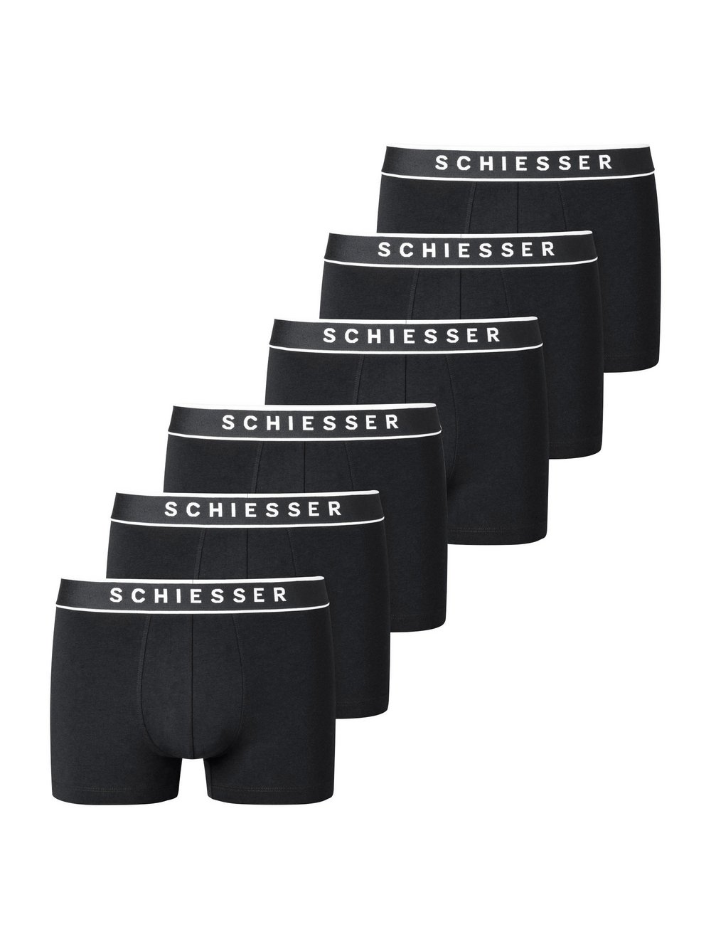Schiesser Boxershort 6er Pack Herren Baumwolle schwarz, L
