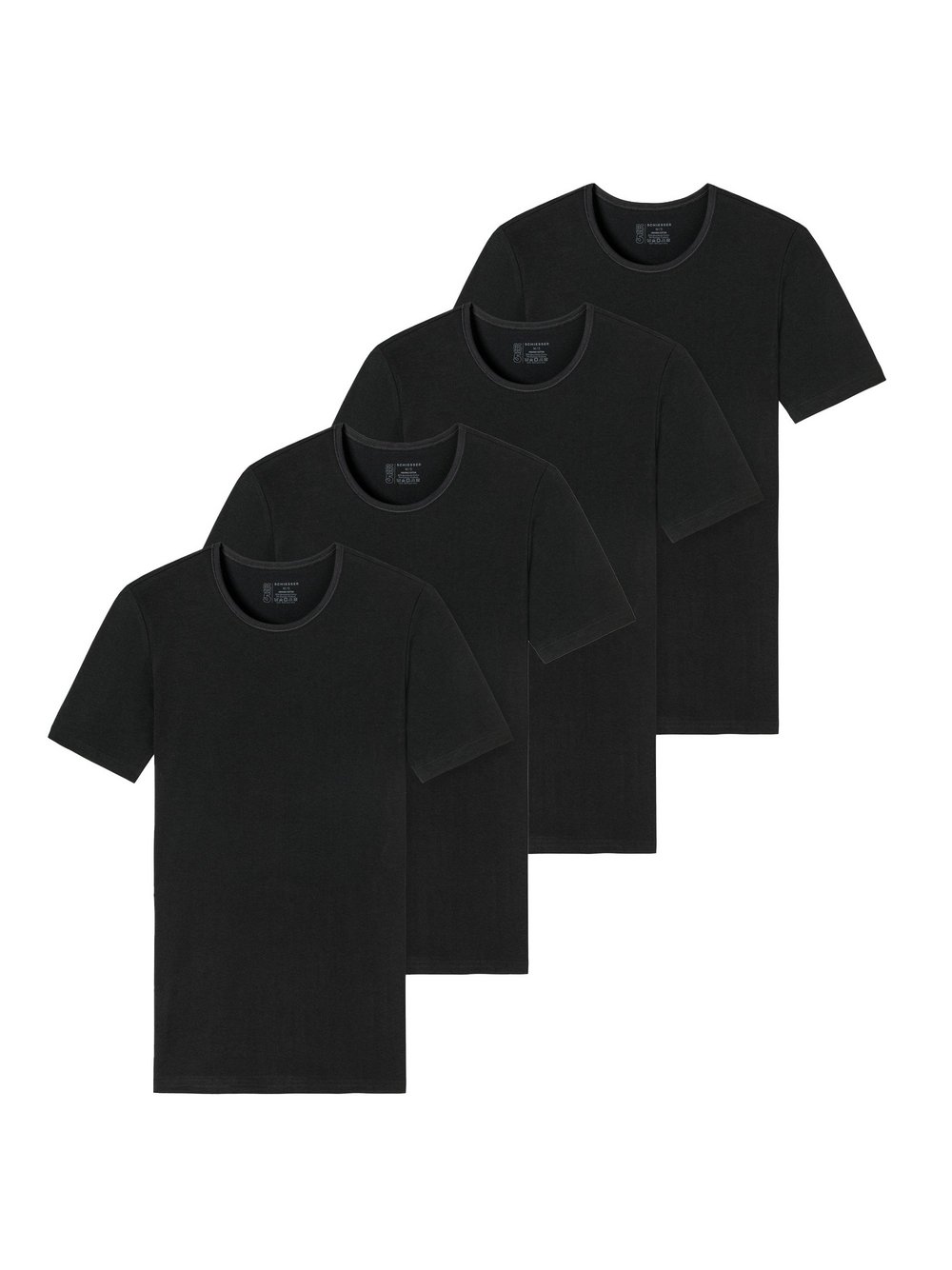 Schiesser T-Shirt 4er Pack Herren Baumwolle schwarz, XXL