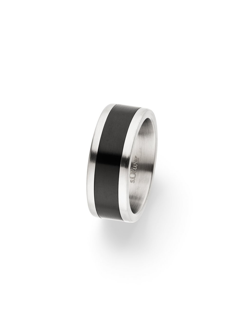 s.Oliver Ring  Herren Edelstahl schwarz, 66
