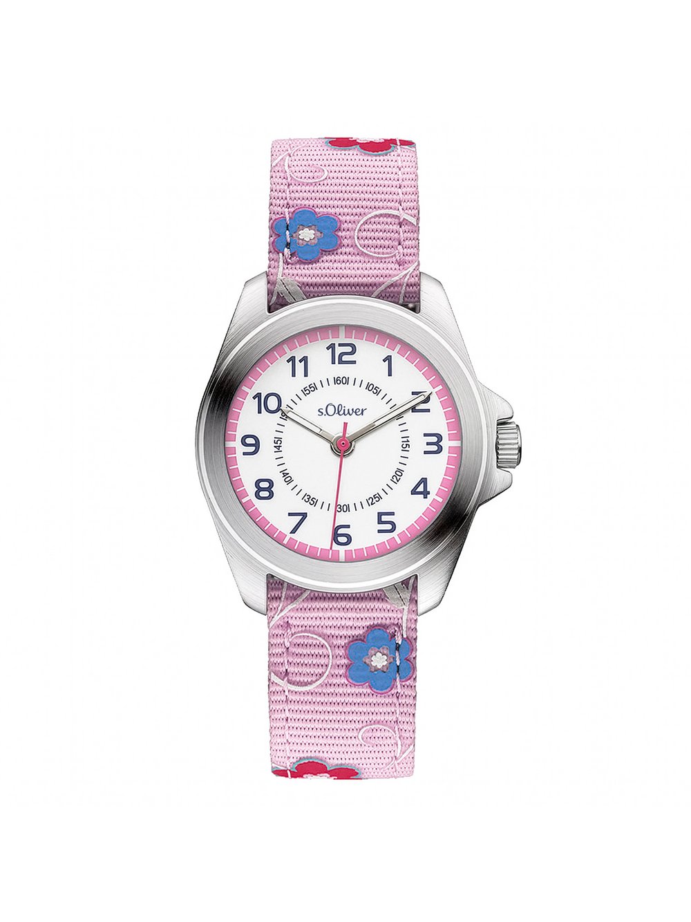 s.Oliver Armbanduhr  Mädchen Textil rosa gemustert, ONE SIZE