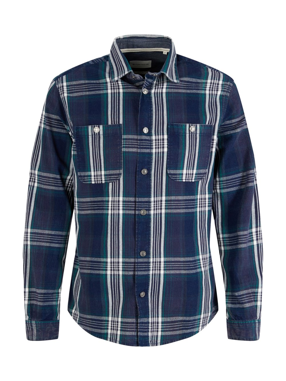 Tom Tailor Hemd Herren Regular Fit Baumwolle blau kariert, XXL