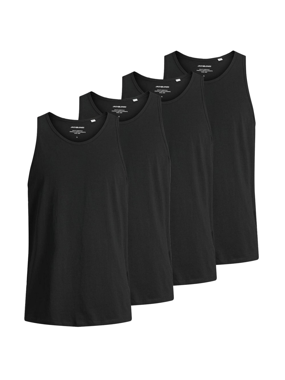 Jack & Jones Unterhemd 4er Pack Herren Baumwolle schwarz, L