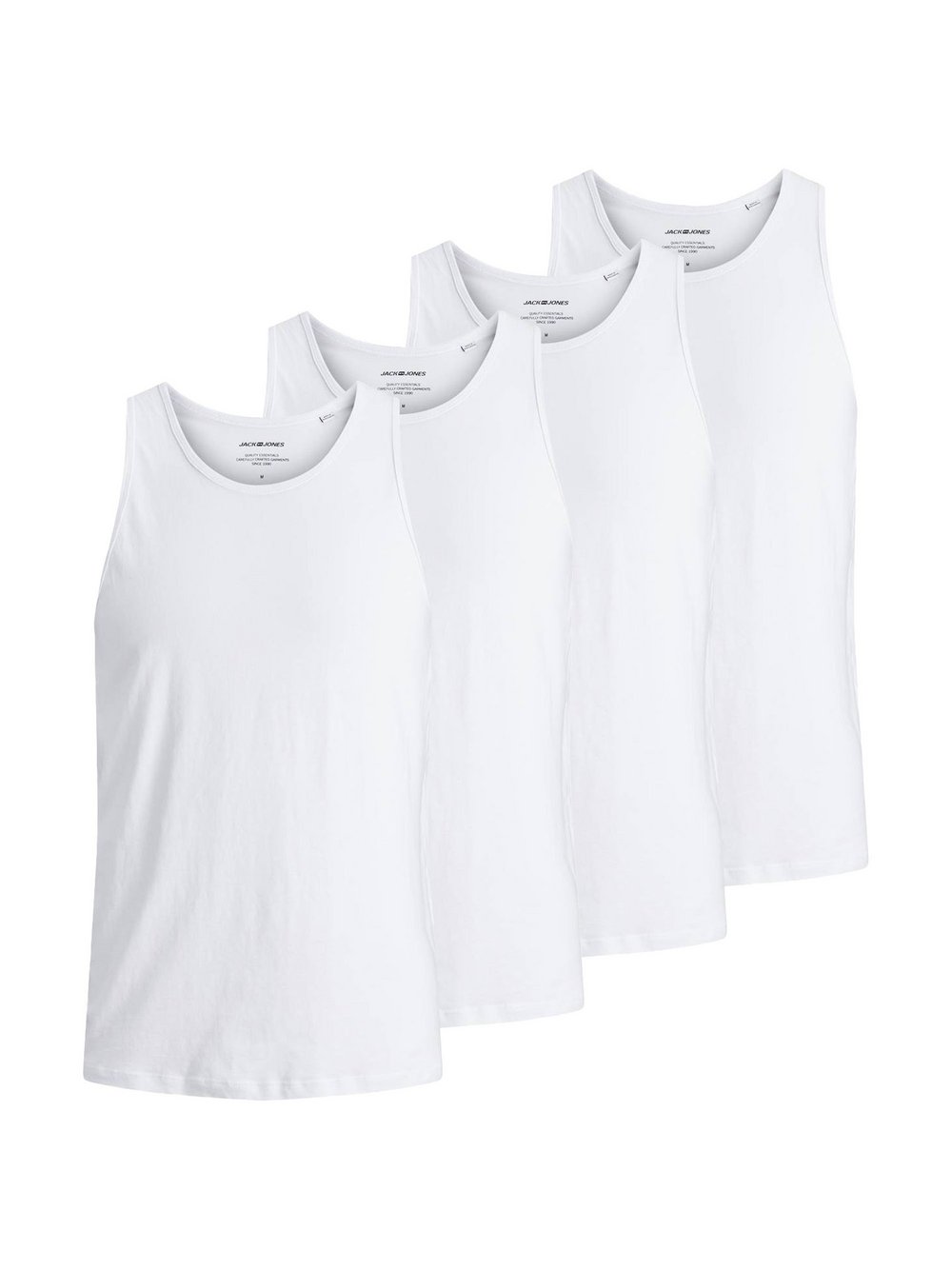 Jack & Jones Unterhemd 4er Pack Herren Baumwolle weiß, L
