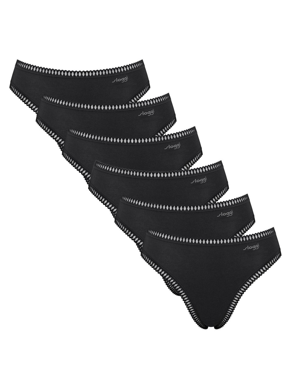 sloggi Slip 6er Pack Damen Baumwolle schwarz, L