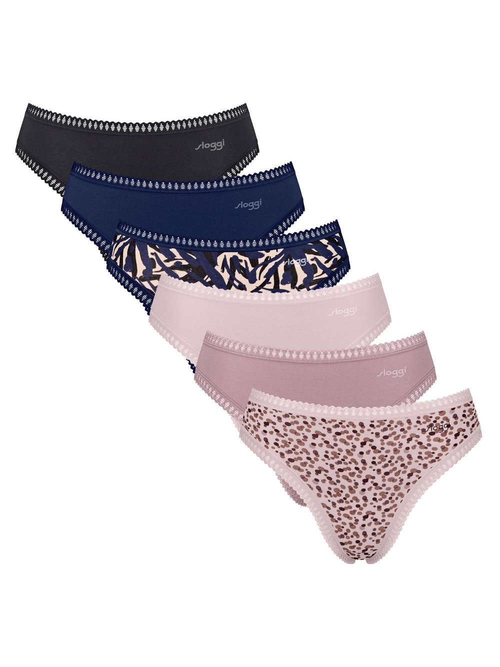 sloggi Slip 6er Pack Damen Baumwolle blau, L