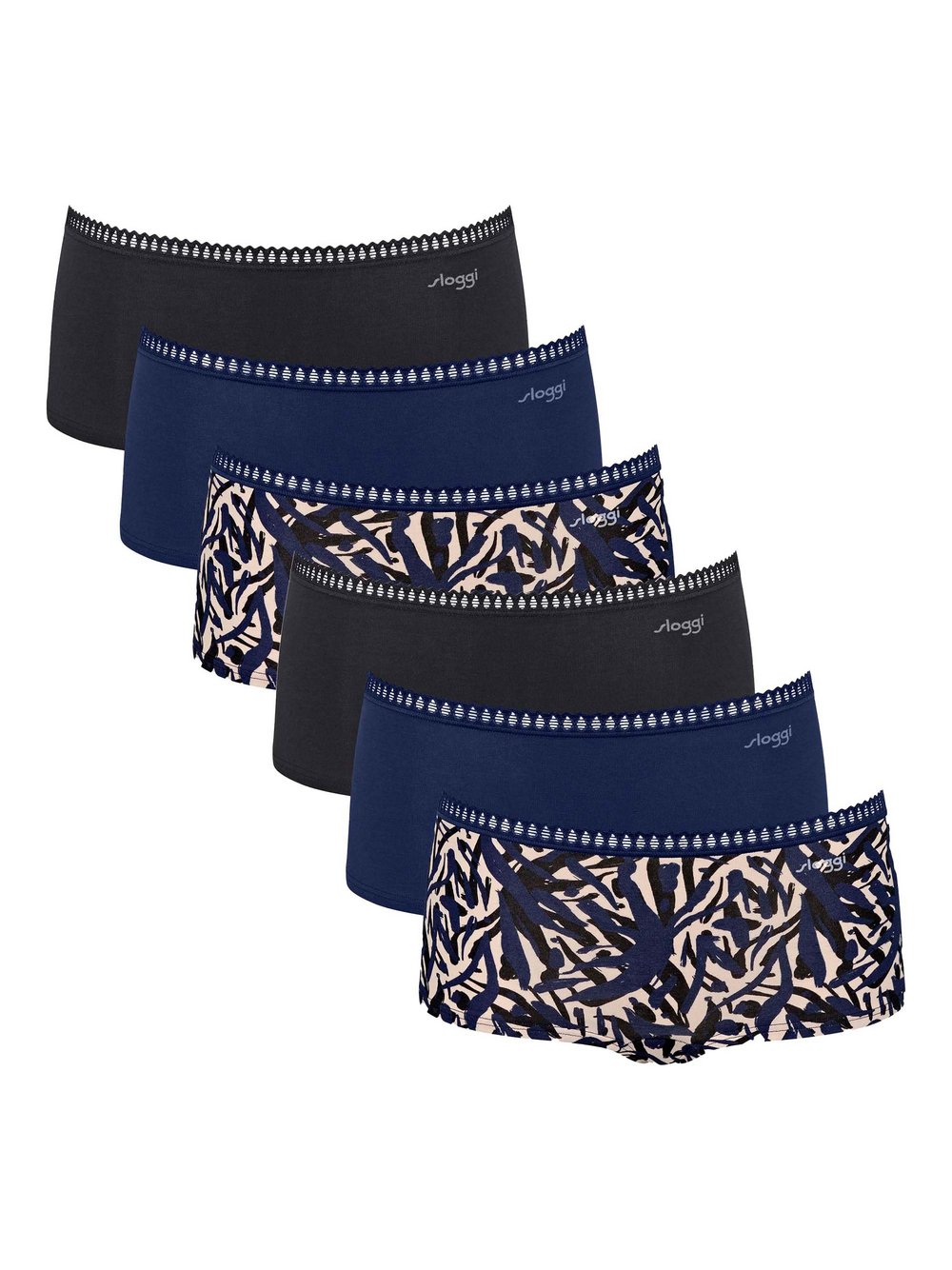 sloggi Panty 6er Pack Damen Baumwolle blau, M