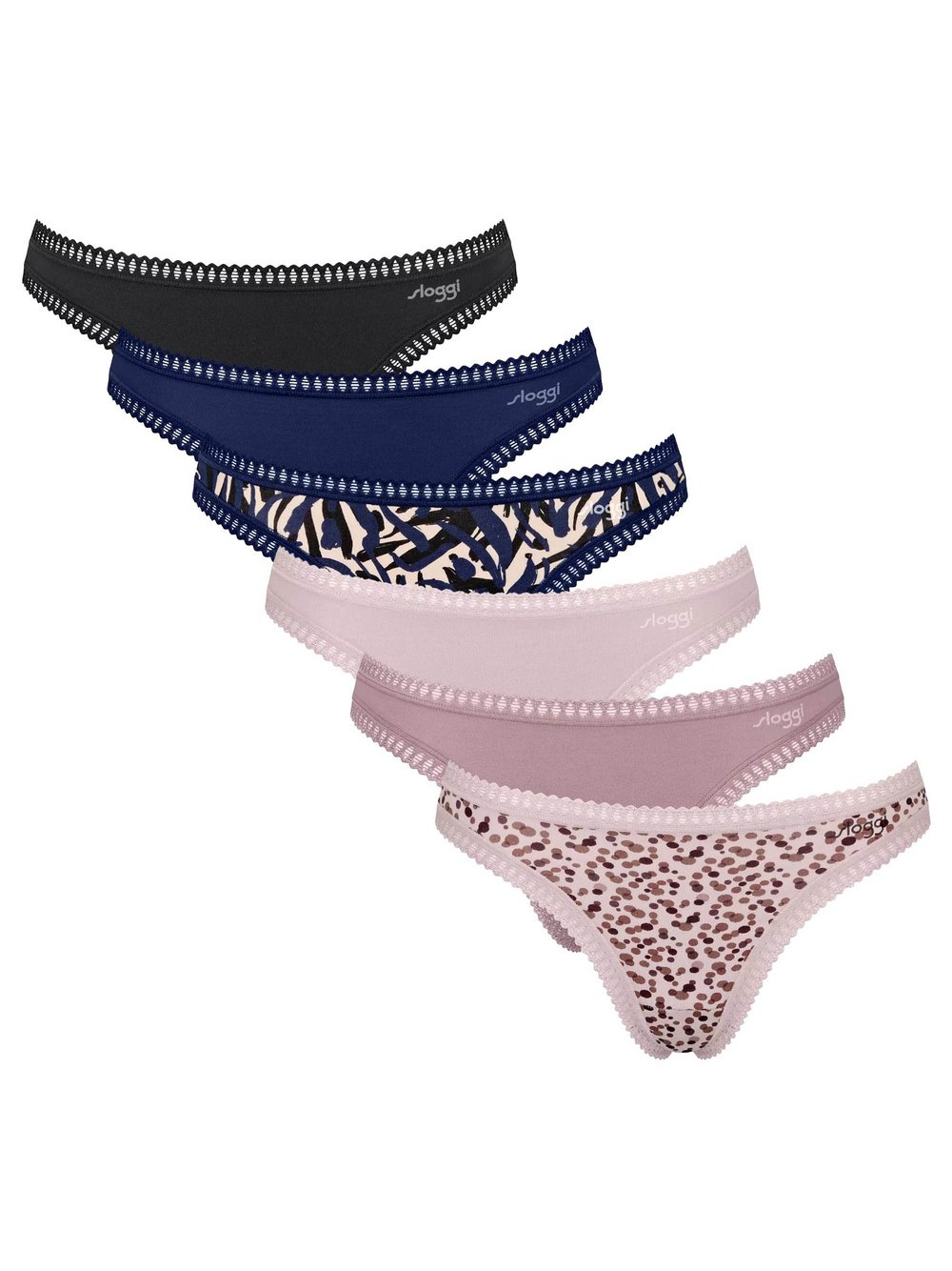 sloggi String 6er Pack Damen Baumwolle blau, L