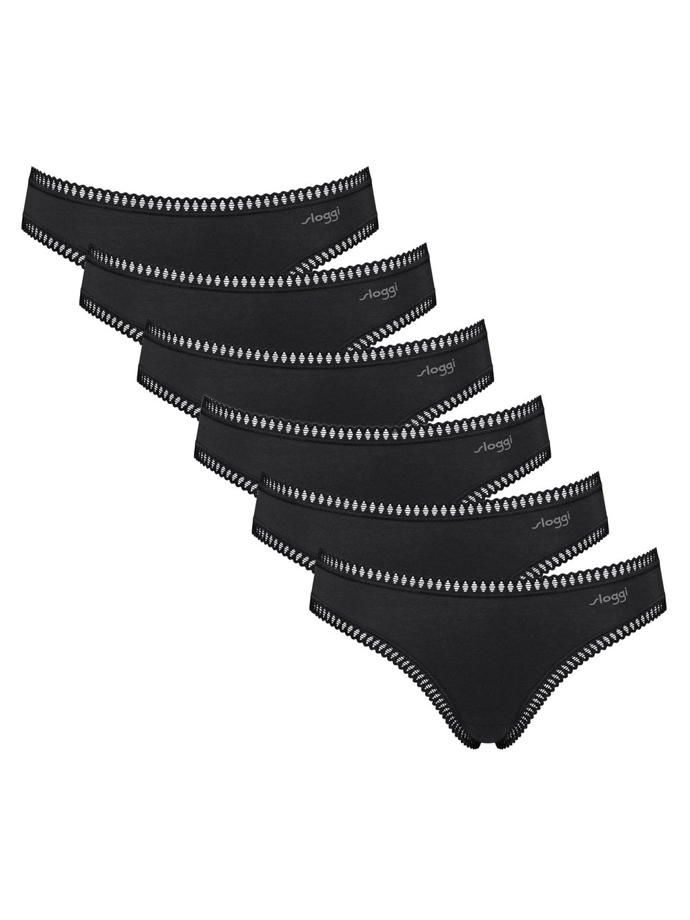 sloggi Slip 6er Pack Damen Baumwolle schwarz, M