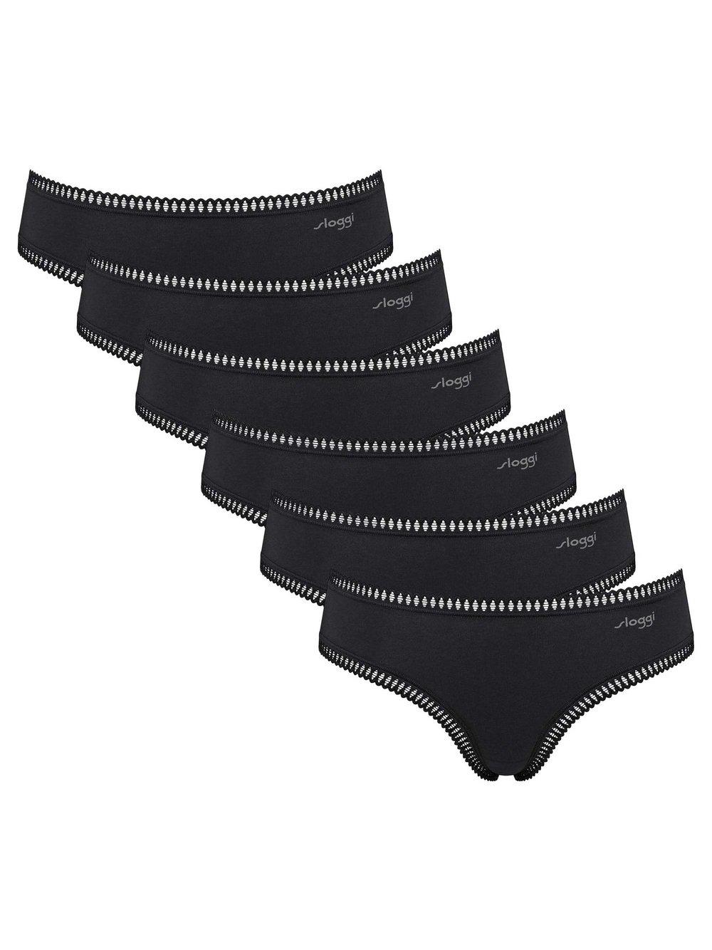 sloggi Slip 6er Pack Damen Baumwolle schwarz, M