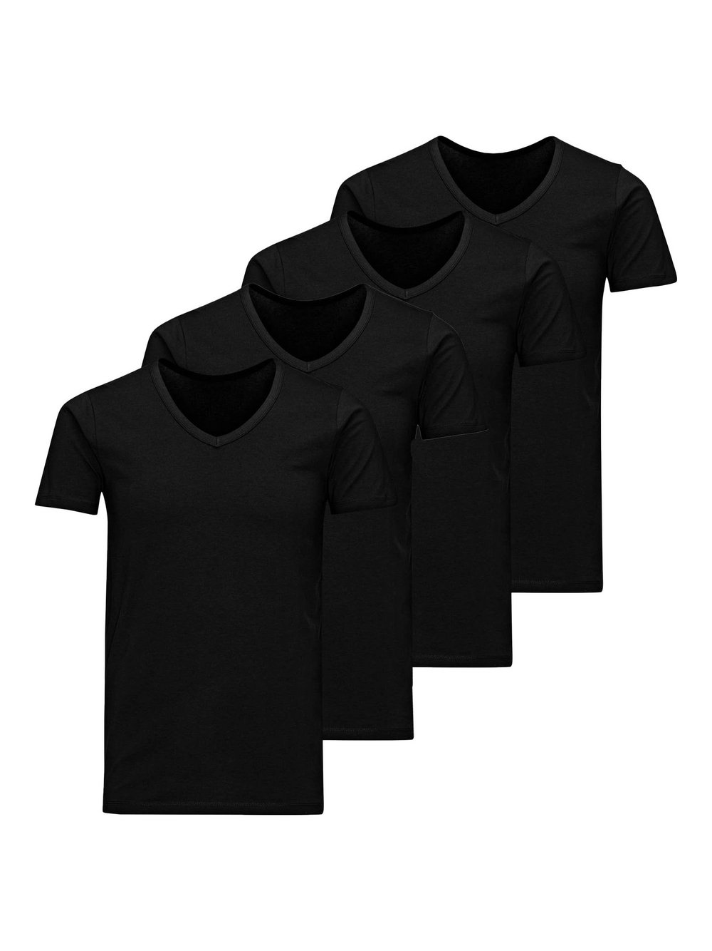 Jack & Jones T-Shirt 4er Pack Herren Baumwolle schwarz, L