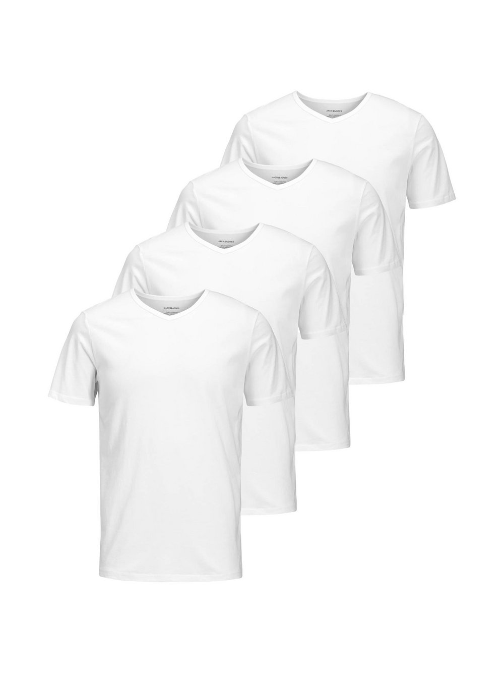 Jack & Jones T-Shirt 4er Pack Herren Baumwolle weiß, L