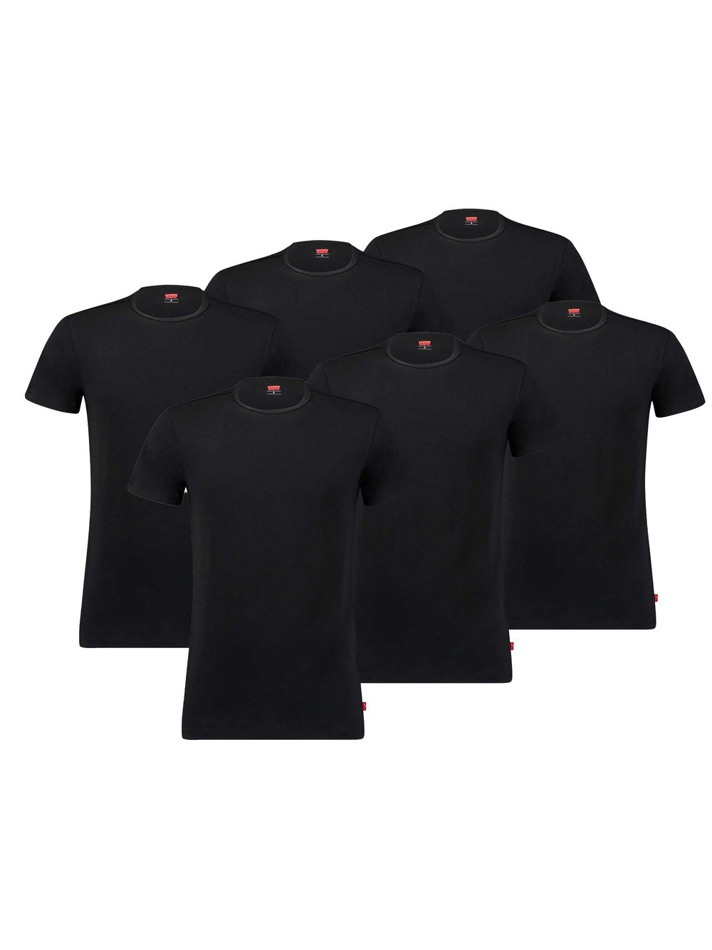 Levi's T-Shirt 6er Pack Herren Baumwolle schwarz, M