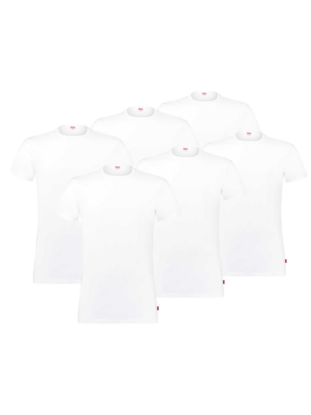 Levi's T-Shirt 6er Pack Herren Baumwolle weiß, XXL