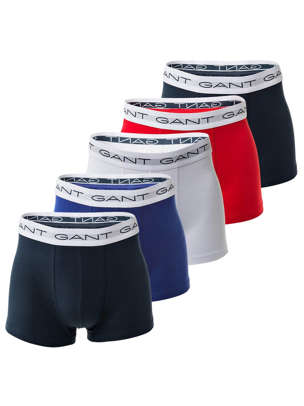 Gant Herren Blau/Rot/Schwarz Boxershorts "Boxershort 5Er Pack", Gr. Xl, Bunt (, Weiß), Obermaterial: 95% Baumwolle Co. 5% Elasthan El., Unterhosen - Bild 3