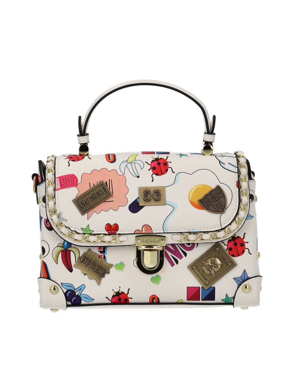 MyMo Handtasche Damen weiß bedruckt, ONE SIZE