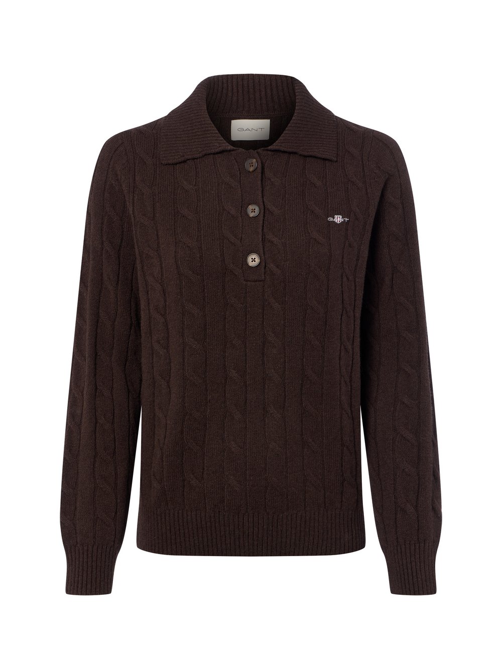 VAN GRAAF Gant Damen Schoko Wollpullover Lambswool Braun, Extra Groß