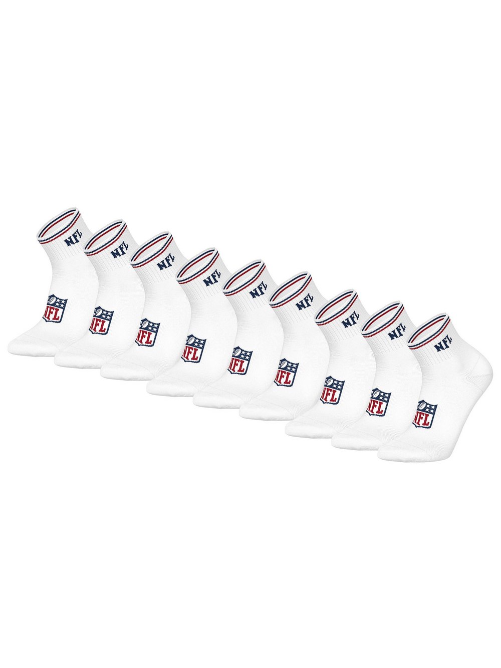 NFL Socken 9er Pack Damen Baumwolle weiß gemustert, 39-42