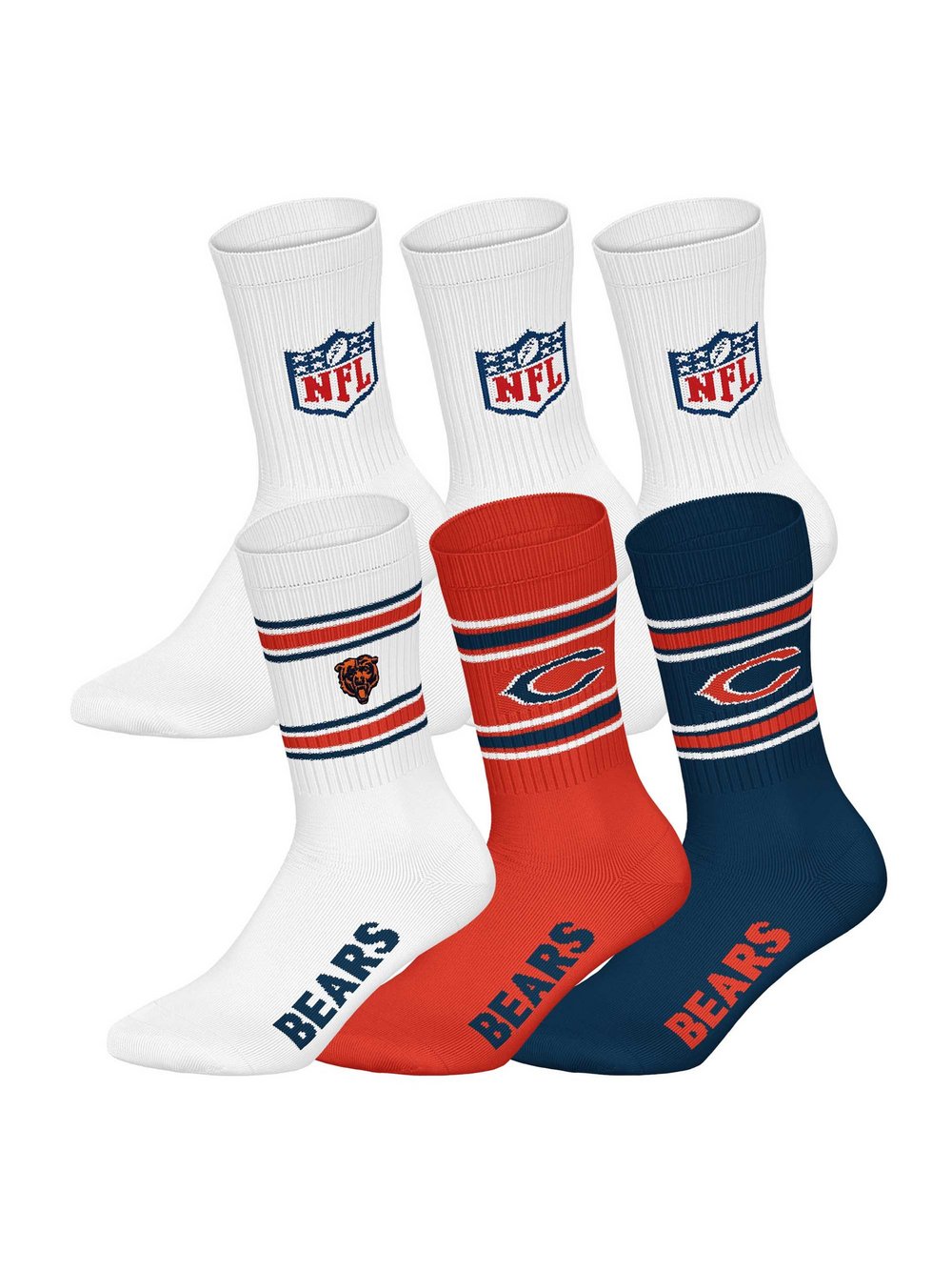 NFL Socken 6er Pack Damen Baumwolle mehrfarbig gemustert, 39-42