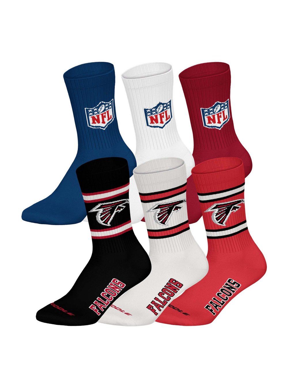 NFL Socken 6er Pack Damen Baumwolle mehrfarbig gemustert, 39-42