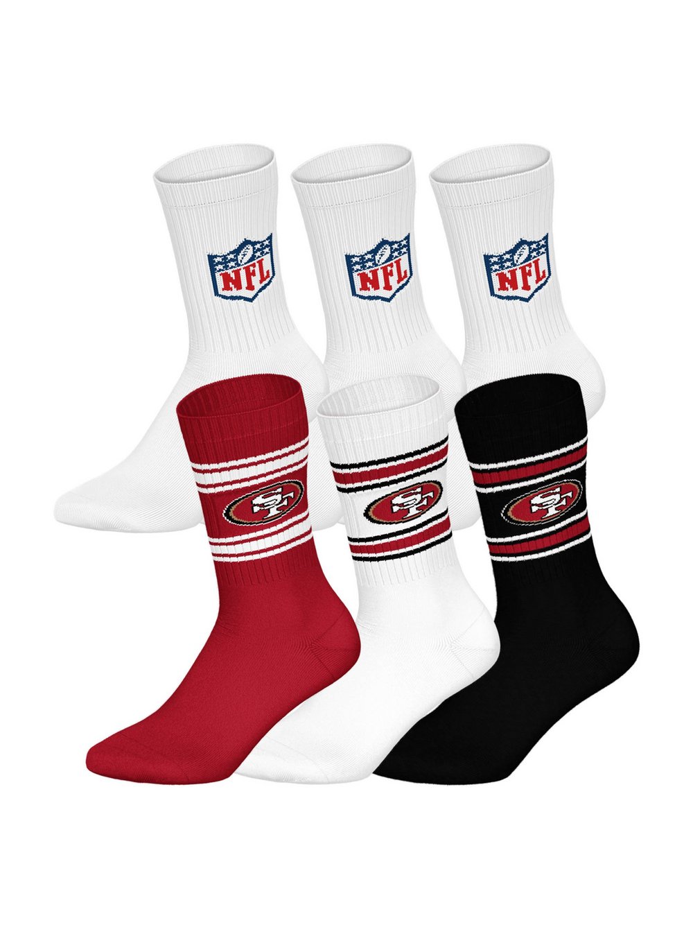 NFL Socken 6er Pack Damen Baumwolle mehrfarbig gemustert, 39-42