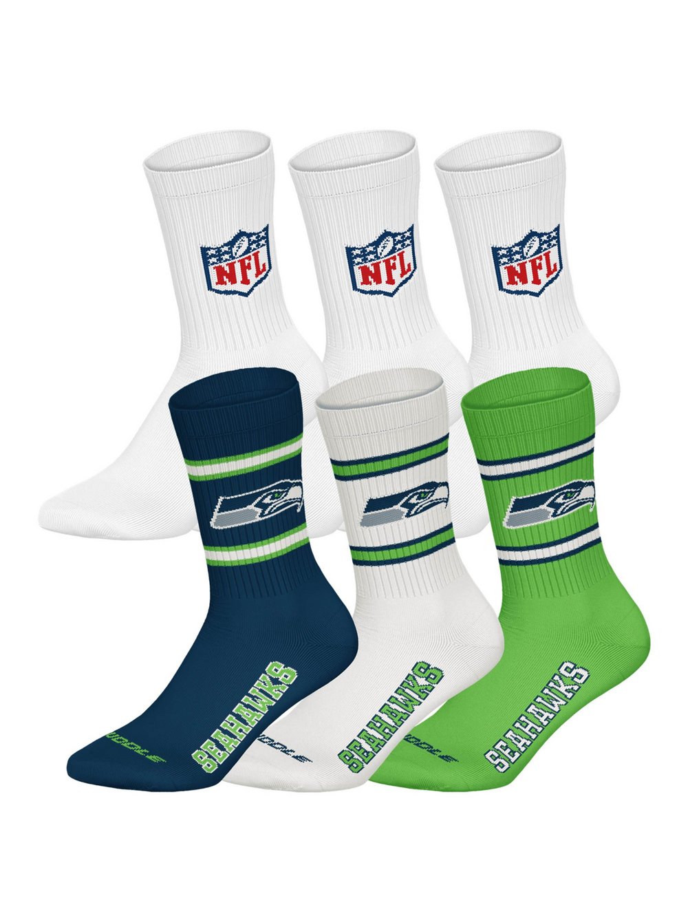 NFL Socken 6er Pack Damen Baumwolle mehrfarbig gemustert, 39-42
